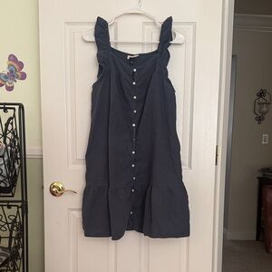 Navy Sleeveless Button-Down Dress